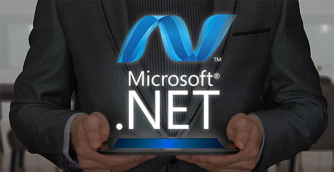 .net development services represented by .net logo on monitor